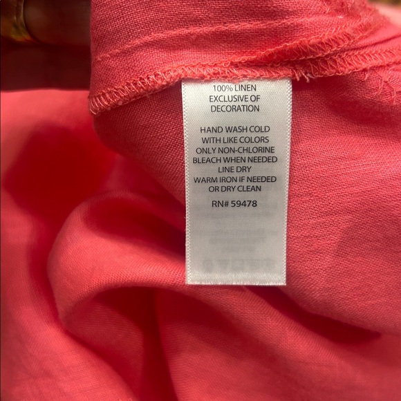 St. Tropez West 100% Linen Short Sleeve Top Pink Embroidered Size Medium - Picture 9 of 11